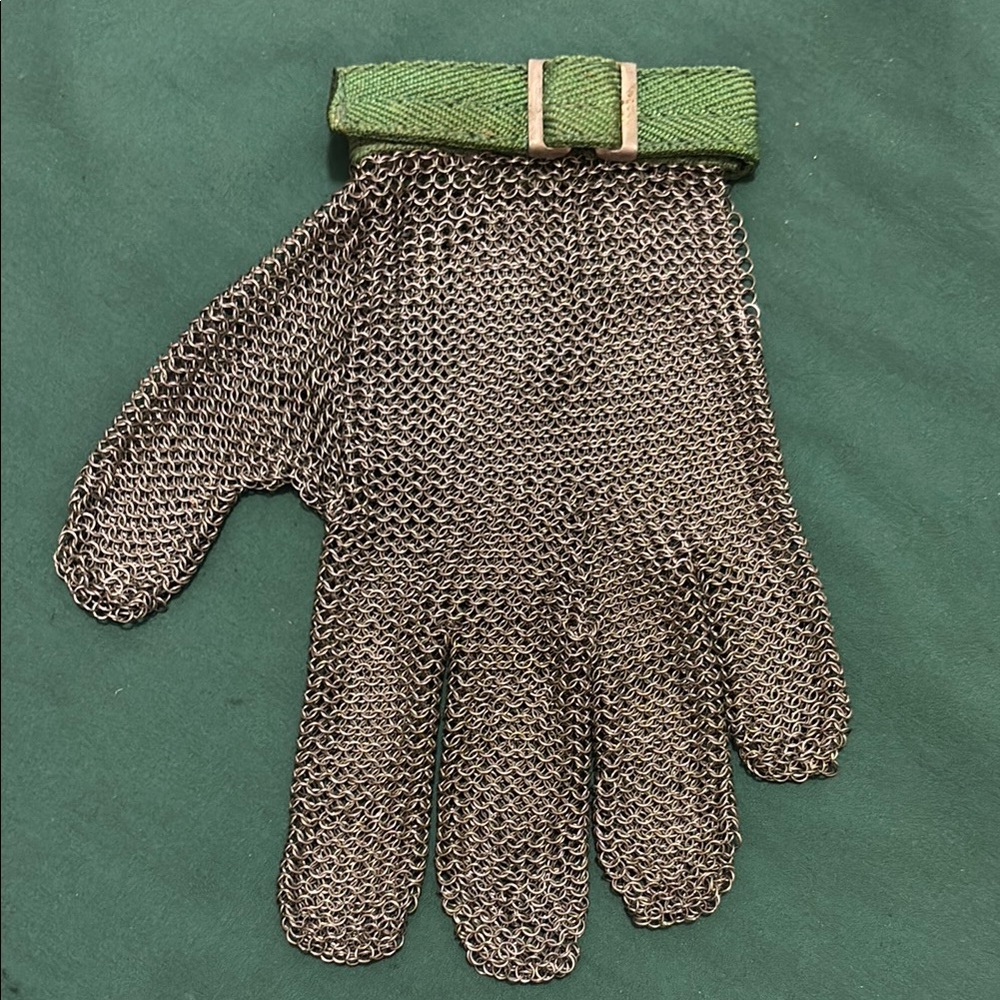 Silver and Green Safety Gloves for Industrial Use
